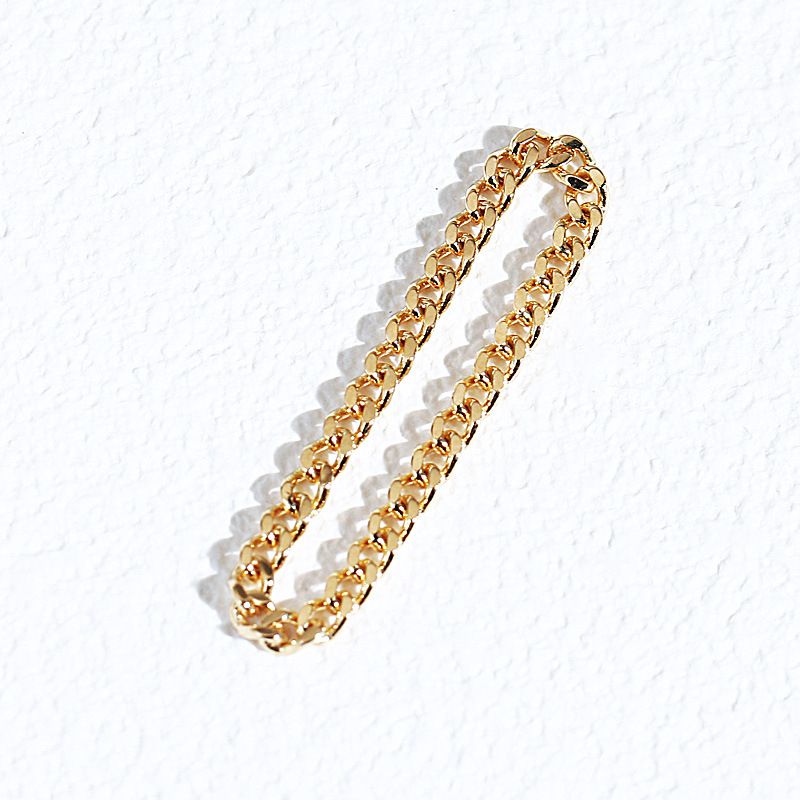 Anello con catena cubana, design di nicchia, stile minimalista, per donna, in Au750, gioiello da mano laterale_voghion.com