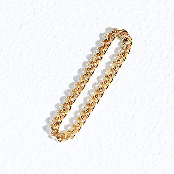 Anello con catena cubana, design di nicchia, stile minimalista, per donna, in Au750, gioiello da mano laterale_voghion.com