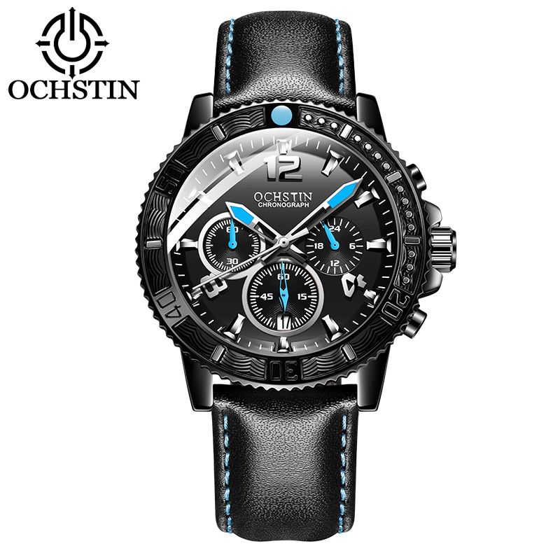 Ochstin Foreign Trade New Product Cool 6-pin Running Second Genuine Leather Quartz Watch Student Watch_voghion.com