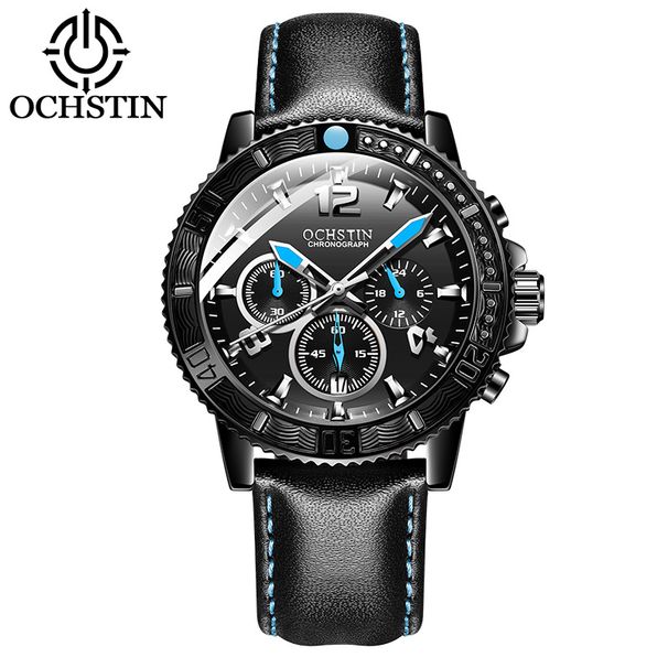 Ochstin Foreign Trade New Product Cool 6-pin Running Second Genuine Leather Quartz Watch Student Watch_voghion.com