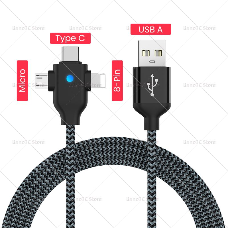 in 3 1 USB Type C Cable for iPhone 14 13 12 2.4A Flow Luminous Lighting Micro USB TypeC Charging Cable for Hua      _voghion.com
