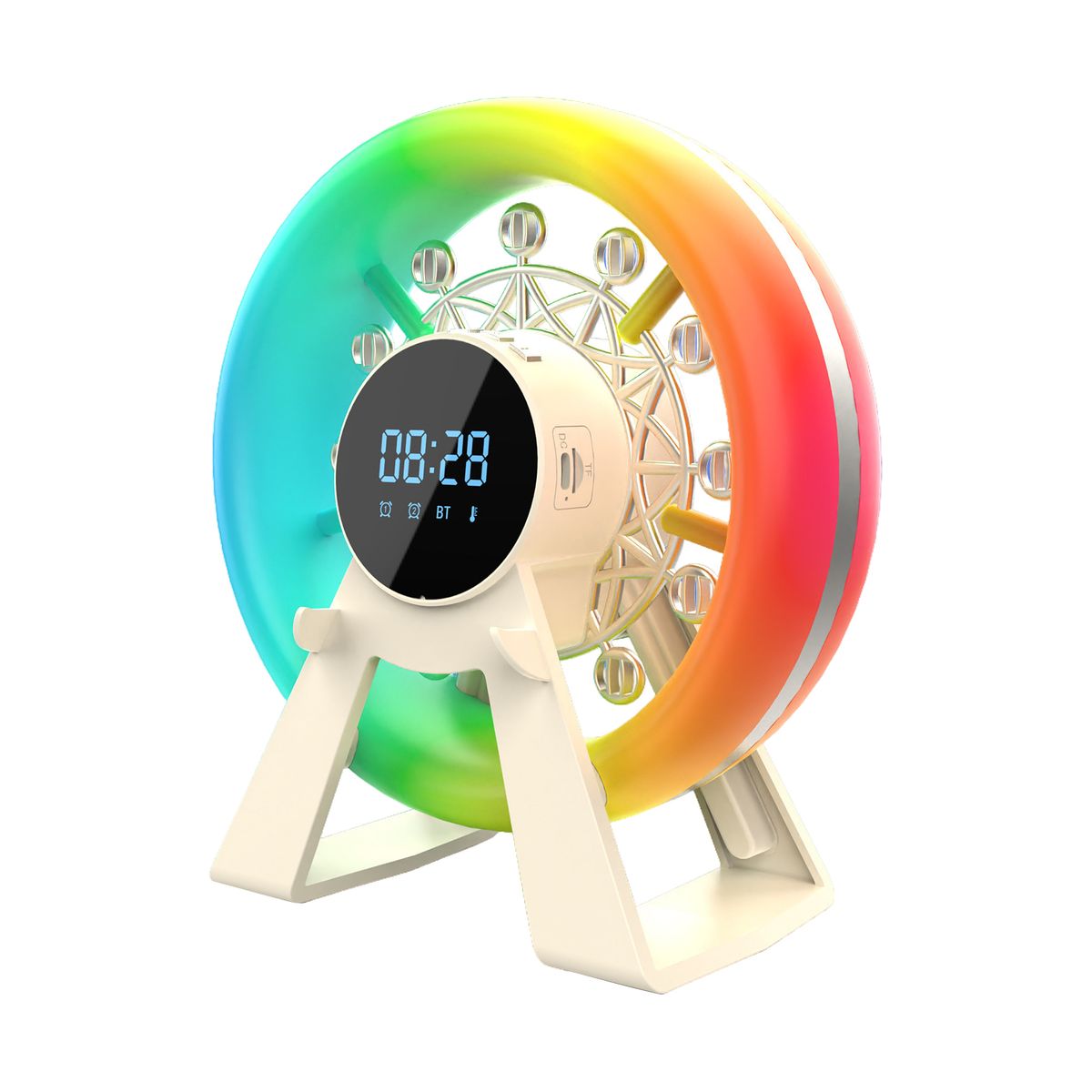Portable Ferris Wheel Bluetooth Speaker RGB Colorful Light Wireless Soundar Handfree Call Mp3 Music Player With Alarm_voghion.com