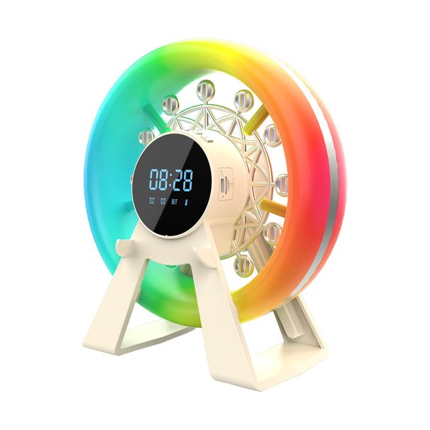 Portable Ferris Wheel Bluetooth Speaker RGB Colorful Light Wireless Soundar Handfree Call Mp3 Music Player With Alarm_voghion.com