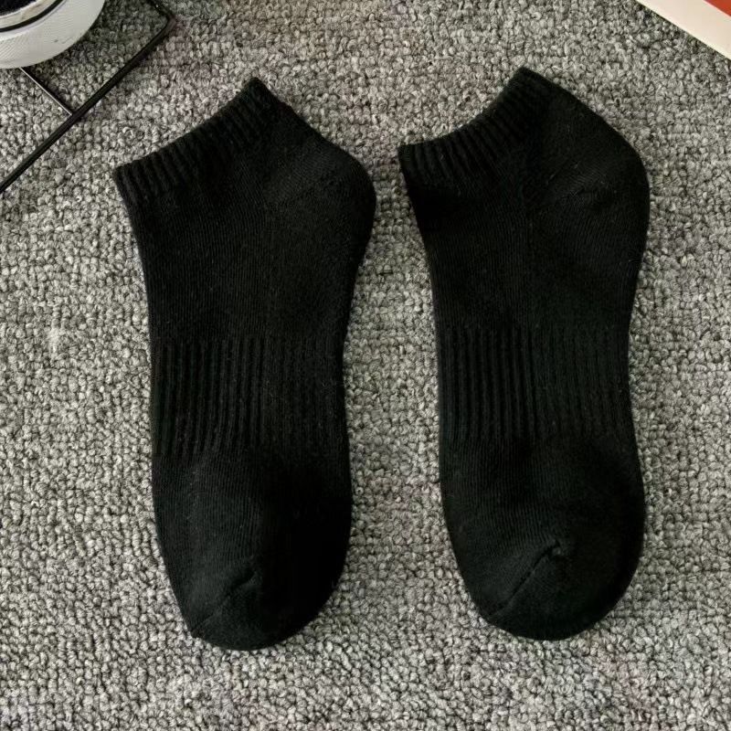 2025e Zhuji Men's Summer Mid-Calf Cotton Towel Bottom Thin Sports White Long Short Socks_voghion.com