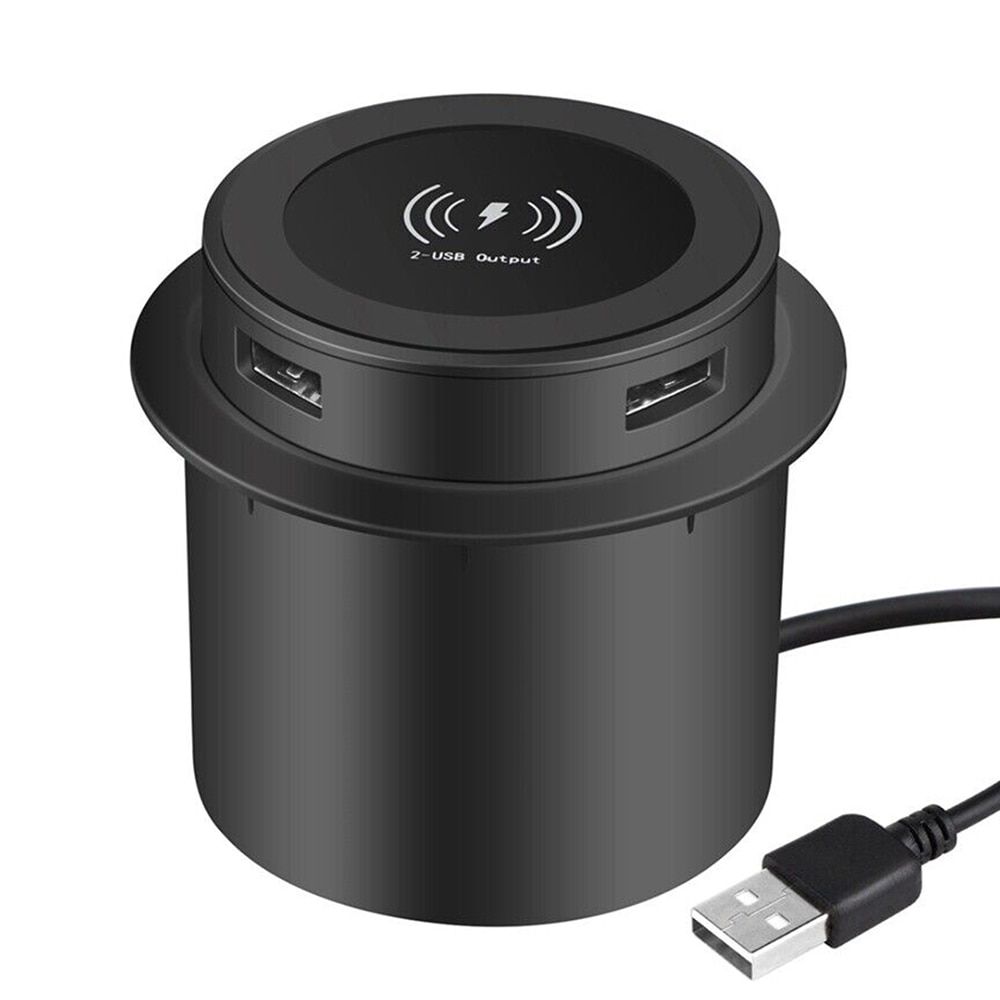 QI Pop-up Desktop Embedded Fast Wireless Ladegerät mit USB-Anschluss 30W Universal für iPhone Xiaomi_voghion.com