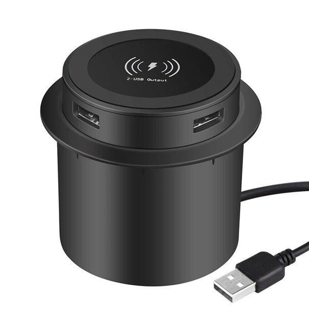 QI Pop-up Desktop Embedded Fast Wireless Ladegerät mit USB-Anschluss 30W Universal für iPhone Xiaomi_voghion.com