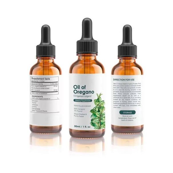 Complément alimentaire à l'huile d'origan 100 % pure | 92 % carvacrol, 3 % thymol | Élixir distillé à la vapeur, 30 ml_voghion.com