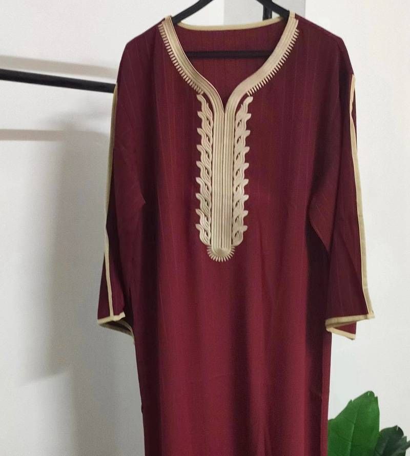 Dubai Abaya Cross Border Supply Middle East Türkiye Muslim Africa Morocco Dubai Embroidery Collar Men_voghion.com