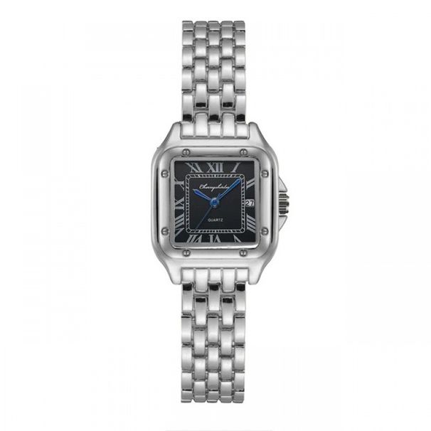 Heißes verkaufendes neues quadratisches minimalistisches Design-Paar-Quarz-Mode-Edelstahl-Damenuhrenset_voghion.com