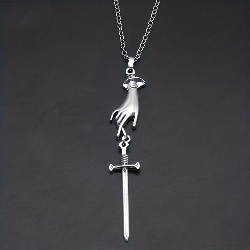 Collana celtica da uomo, con ciondolo a forma di spada lunga, stile retrò gotico europeo e americano_voghion.com