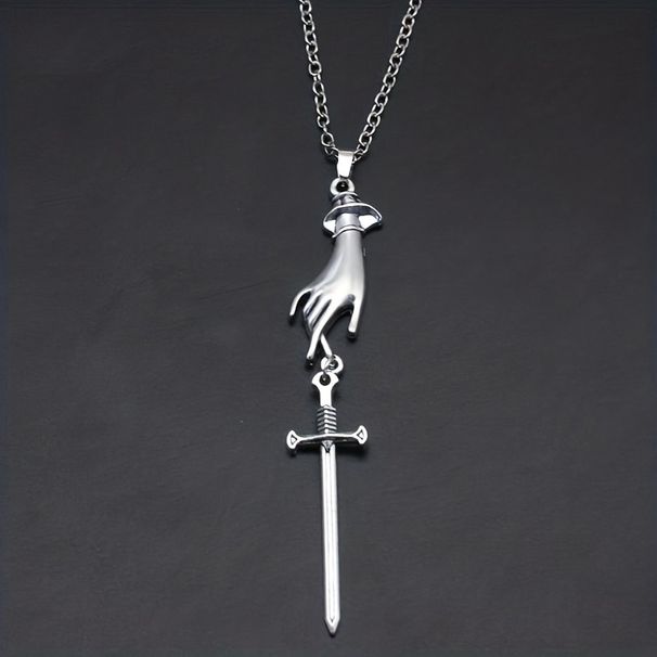 Collana celtica da uomo, con ciondolo a forma di spada lunga, stile retrò gotico europeo e americano_voghion.com