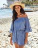 2024 Sommermode Off-Shoulder Strandurlaub Stil Rüschen Saum Meer Kleid_voghion.com