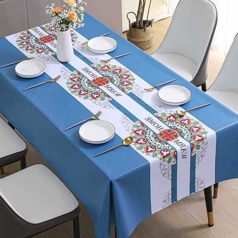 Table cloth waterproof, oil resistant, wash free, and scald resistant, household long dining table cloth, ethnic style tea table cloth, PVC_voghion.com
