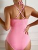 Women's sexy jumpsuit, fashionable special fabric, ruffled edge, solid color bikini_voghion.com