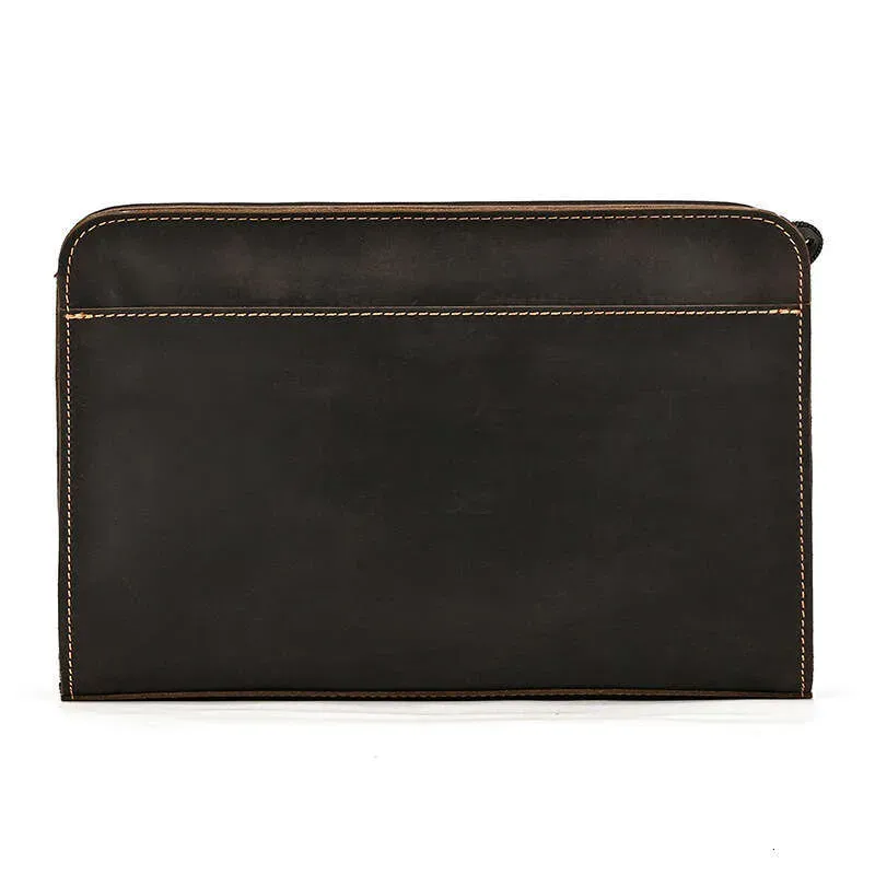 Echte Herren-Clutch aus Crazy-Horse-Leder, hochwertiges Rindsleder, geräumige Business-Geldbörse_voghion.com