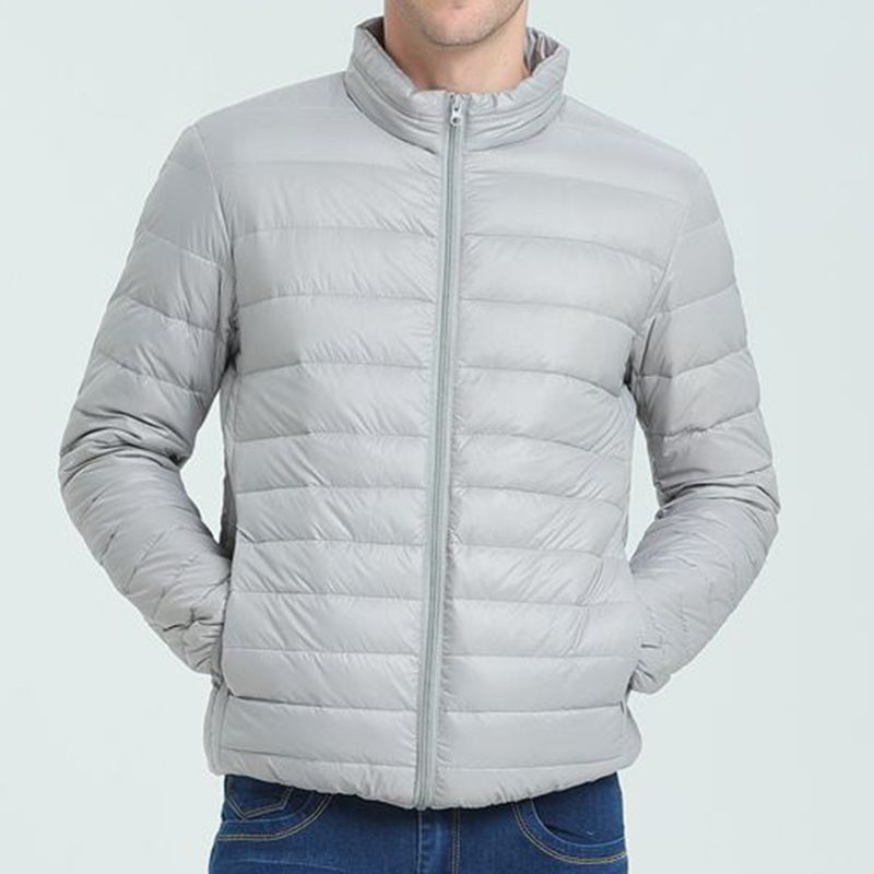 Chaqueta de invierno ajustada para hombre: ligera, acolchada de poliéster, cuello alto, múltiples bolsillos, tallas grandes (negro, azul marino, vino tinto y más)._voghion.com
