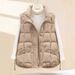 Women's Quilted Vest With Hood - Polyester Puffer Jacket For Winter, Streetwear Fashion, Oversized Fit, Zip Front_voghion.com