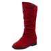 Autumn Winter Short Long Heel Hidden Wedge Flat Sole Suede Mid-Calf Women's Boots_voghion.com
