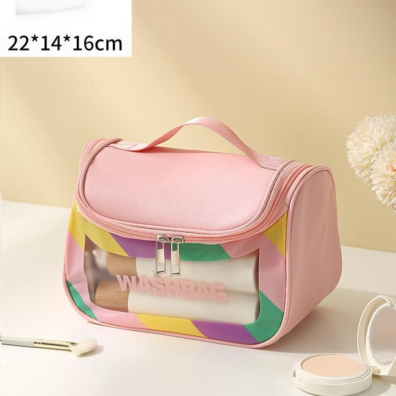 Waterproof Makeup Bag Large Capacity Cosmetic Organizer With Handle Travel Toiletry Case For Women_voghion.com
