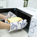 Bohemian Style Microwave Oven Gloves Set - Heat Resistant Cotton Linen Mitts With Geometric Leaf Print (26cm Length, 18cm Width, Washable)_voghion.com