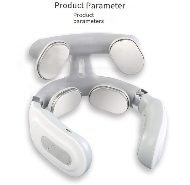 Massaggiatore cervicale intelligente con 4 nodi di pulsazione, dispositivo ricaricabile per il sollievo dal dolore e il rilassamento - Bianco_voghion.com