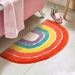 Rainbow Semi-Circle Flannel Rug - Non-Slip Kids Bath Mat, Soft Polyester Floor Carpet, Machine Washable For Bathroom, Nursery & Entryway_voghion.com