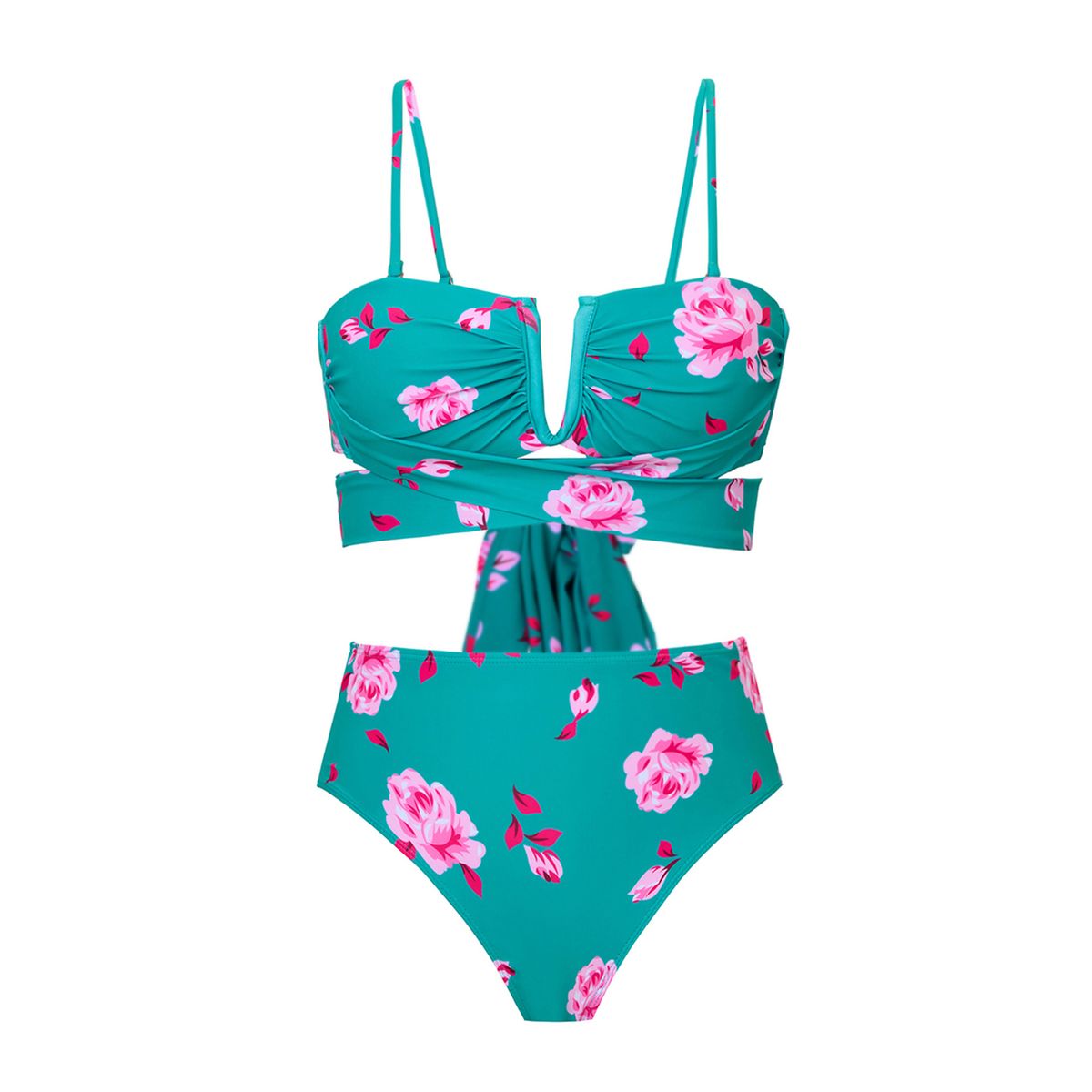 Moteriški drabužiai, trijų dalių seksualus maudymosi kostiumėlis su bikiniu, moteriškas karšto šifono sijono maudymosi kostiumėlis_voghion.com