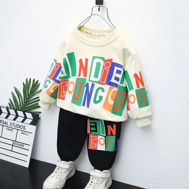 Pull décontracté pour garçons, ensemble deux pièces avec lettres imprimées, vêtements Cool pour bébés, nouvelle collection printemps et automne 2023_voghion.com