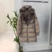 Luxury Long Puffer Coat With Fox Fur Collar – Elegant Belted Winter Jacket, Warm Duck Down, Slim Fit, Timeless Style For Women_voghion.com