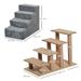 Hundetreppe 4-stufig, 35 Cm Katzentreppe Für Bett und Sofa, Haustiertreppe Für Hunde und Katzen Bis 5 Kg, Plüschoptik, Hellgrau_voghion.com
