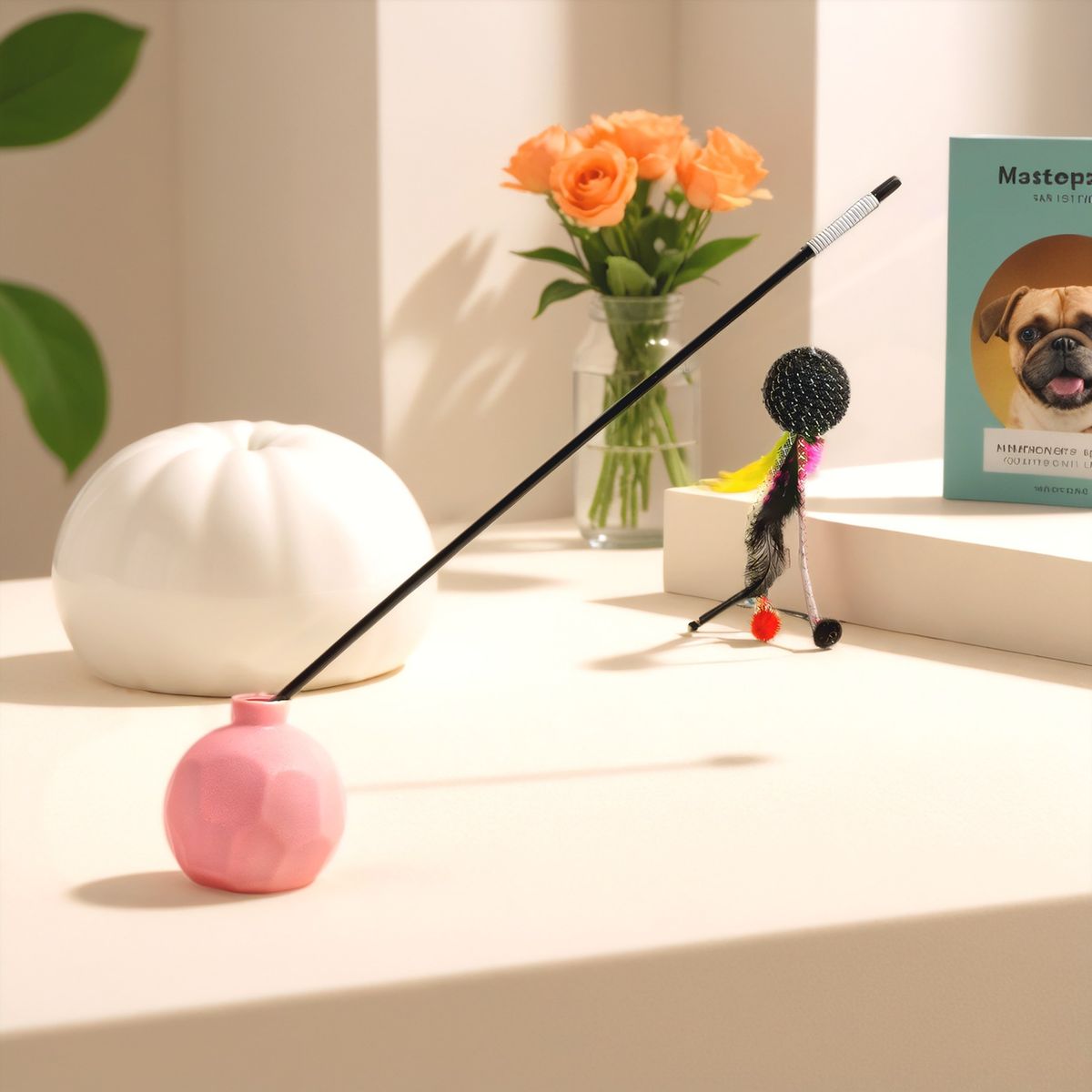 Handgefertigter, gestrickter Spielzeugstab für Katzen – Selbstbeschäftigung gegen Langeweile, Zähneknirschen, Krallenreiben, interaktives Spielzeug für Haustiere_voghion.com