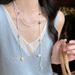 Crystal Beaded Shell Flower Conch Pendant Necklace Beach Vacation Style Collarbone Niche Design Sweater Chain_voghion.com