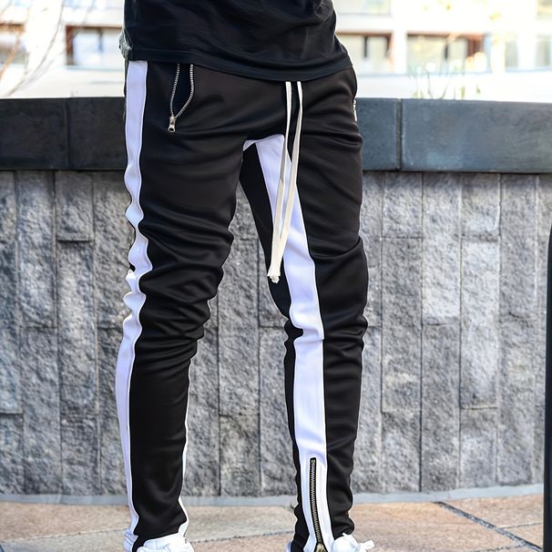 Pantaloni sportivi da uomo con cerniera e colori a contrasto_voghion.com