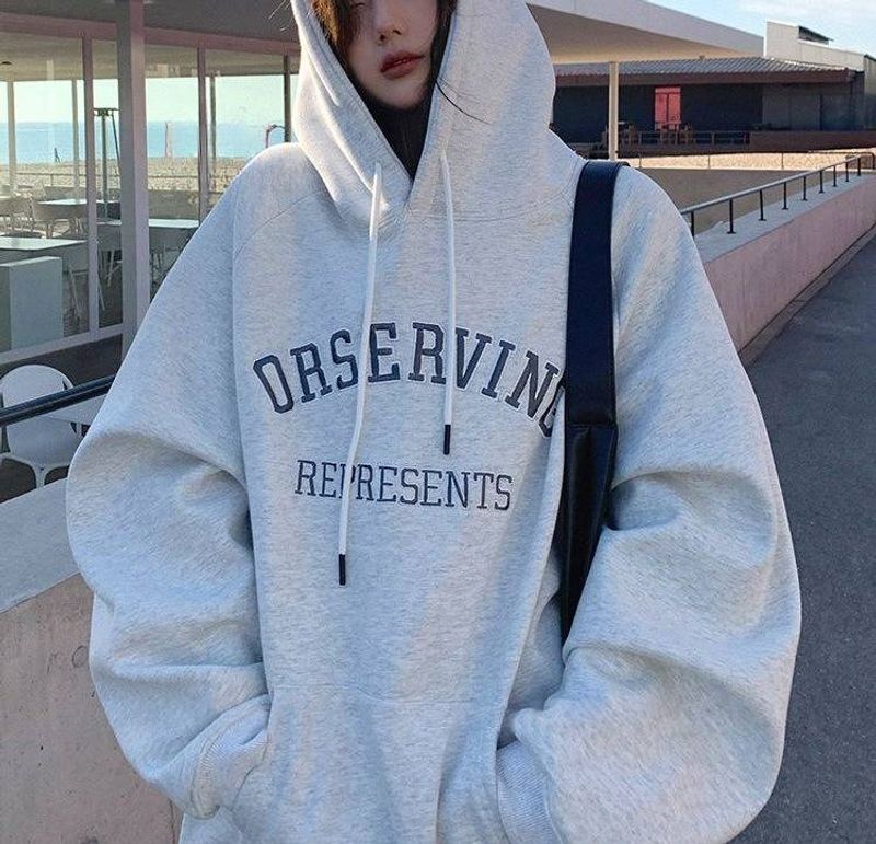 Women's Clothing Plush And Thick Hooded Sweatshirt Loose Long Sleeved Bottoming Shirt Large Size Jacket Tops_voghion.com