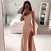 Satin Ruched Mermaid Evening Dress – Strapless High-Slit Formal Gown, Bodycon Elegance For Prom, Wedding & Parties_voghion.com