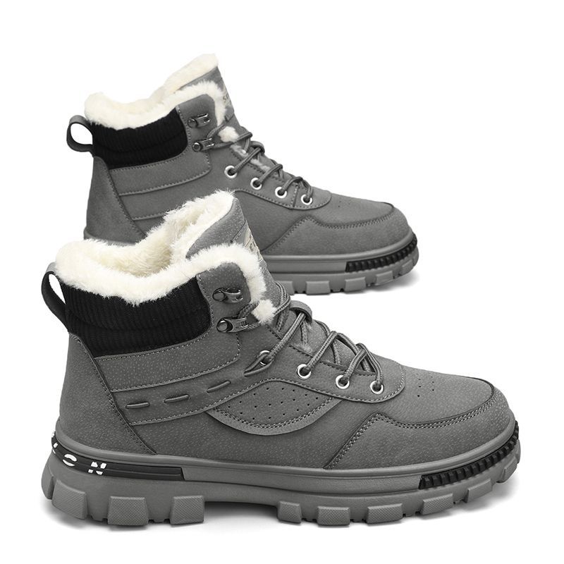 Autumn and winter mid-top plus veet cotton Martin tooling boots casual sports wear-resistant trendy shoes_voghion.com
