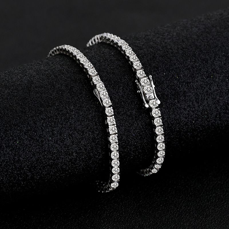S Armband aus reinem Silber, luxuriöser, exquisiter Diamantschmuck, elegante, modische Tenniskette für Frauen_voghion.com