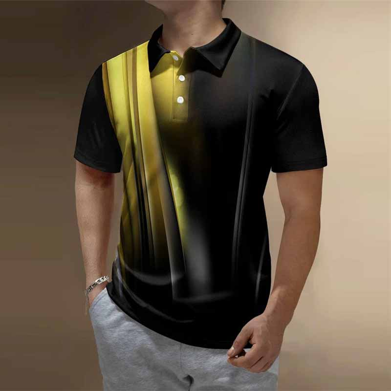 Polo da uomo, estiva, a maniche corte, alla moda, da uomo, con stampa 3D a colori_voghion.com