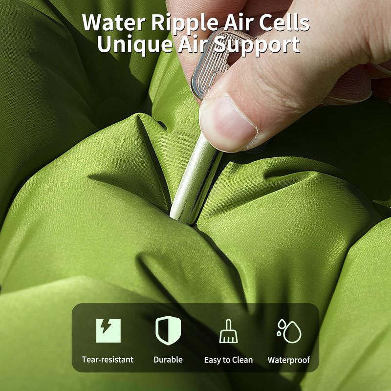 Double Sleeping Pad - Self Inflating 4" Extra-Thick for 2 Person with Pillow Built-in Foot Pump Inflatable Sleeping Mat for Backpacking, Hiking_voghion.com