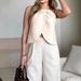 2025 New Women's Fashion Casual Sleeveless Solid Color Two Piece Suit_voghion.com