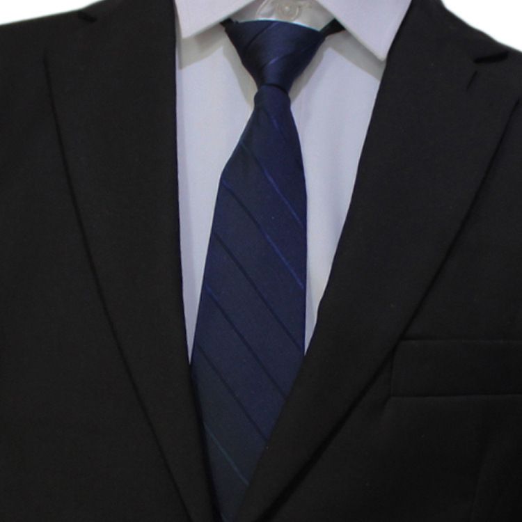 Cerniera sottile a righe da uomo per sposo, matrimonio, blu e nero, comoda, senza lacci, facile da tirare, abbigliamento formale da lavoro_voghion.com