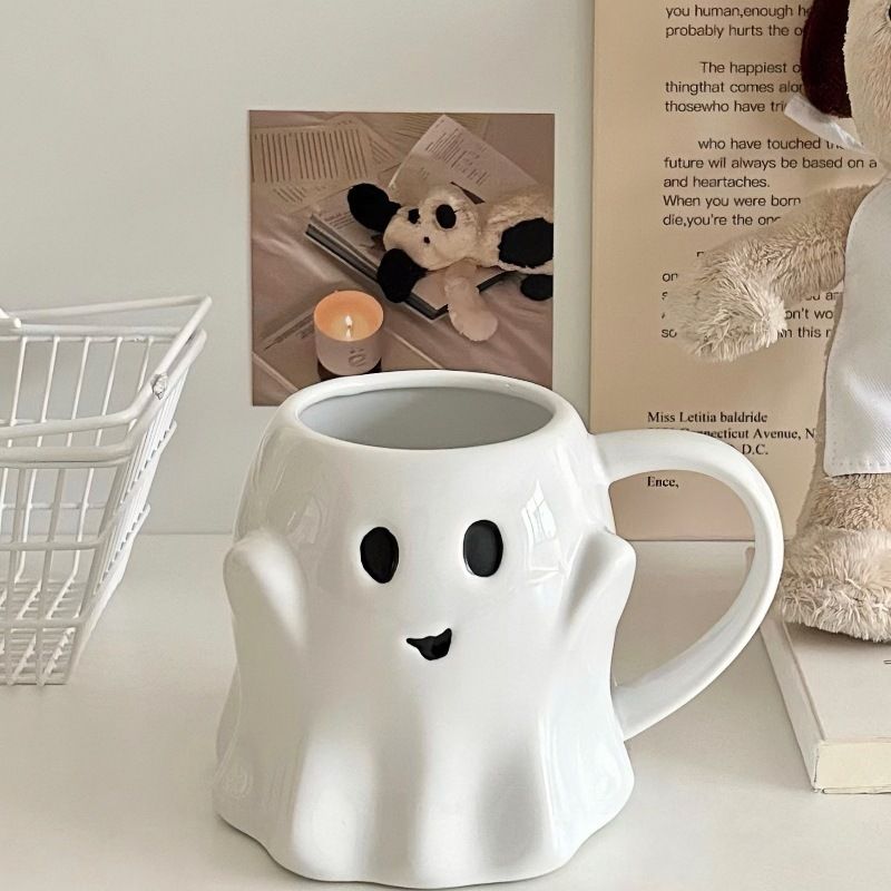 Ghost 3D Fun Mug ins Elf Creative Coffee Cup Strange Couple Cup Embossed Ceramic Cup_voghion.com
