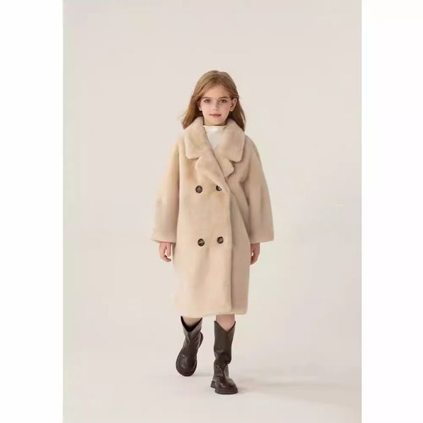 Autumn And Winter New Mink Fur One Piece Suit Coat Mid Length Fur Coat Girls Fur Double Breasted_voghion.com