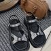 New Thick Soled Roman Sandals With One Piece Buckle, Versatile, Simple, Open Toed, Casual, Height Increasing Beach Shoes_voghion.com