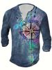 Unbeatable Quality Summer Digital Printed Youth Henley Shirt 7-Button Men's Casual Long Sleeve_voghion.com