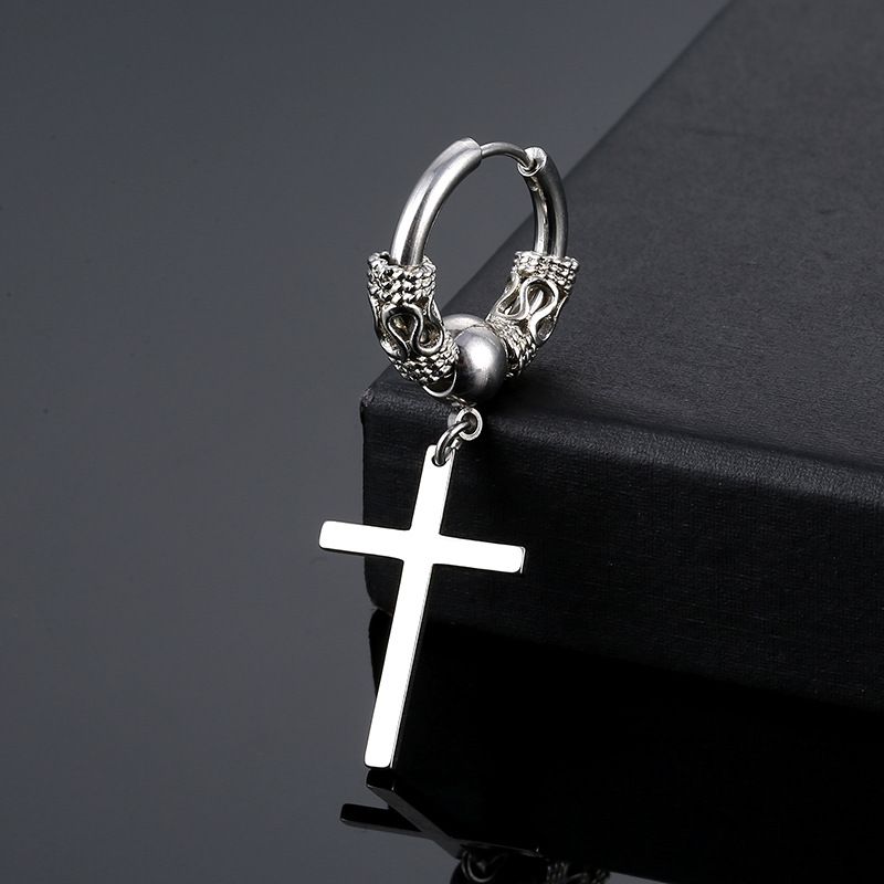 2 ΤΕΜ Κρεμαστά σκουλαρίκια Punk Totem Cross από ανοξείδωτο ατσάλι για άνδρες και γυναίκες_voghion.com