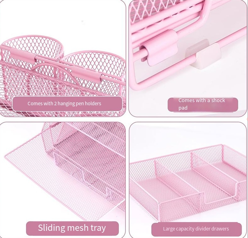  office metal file rack desktop multi-layer storage rack file tray iron pull-out storage rack_voghion.com
