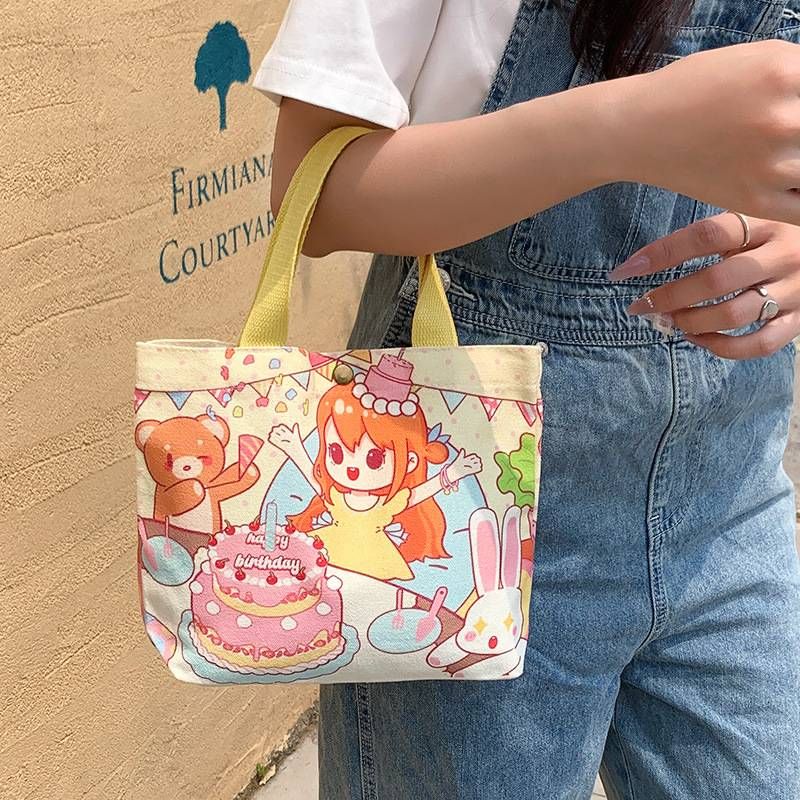 Canvas Bag Female 2025 New Handbag Cloth Bag College Students Work Lunch Box Bag Small Bag Handbag_voghion.com