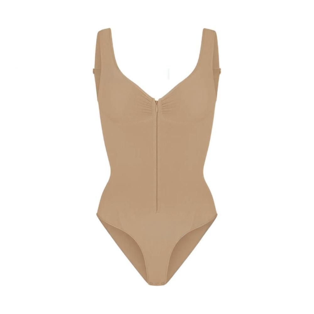 Nahtloser Korsett-Bodysuit – Stark komprimierende Shapewear mit Reißverschluss und Strapsen zum Anheben der Hüfte und Formen der Taille_voghion.com