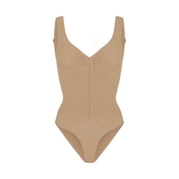 Nahtloser Korsett-Bodysuit – Stark komprimierende Shapewear mit Reißverschluss und Strapsen zum Anheben der Hüfte und Formen der Taille_voghion.com